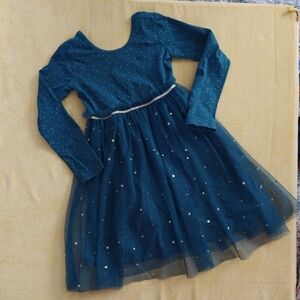 Hanna Andersson Green Starry Tulle Party Holiday Dress 6/7